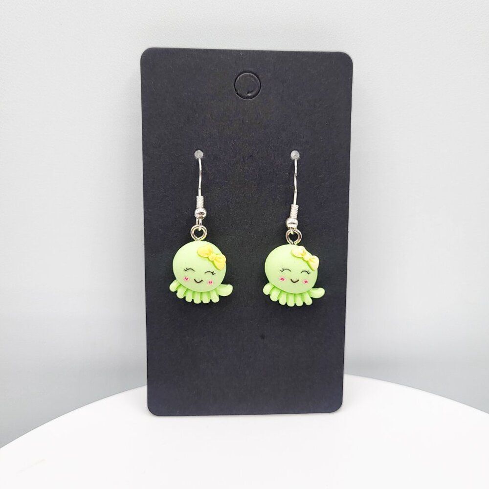 Green Octopus Earrings